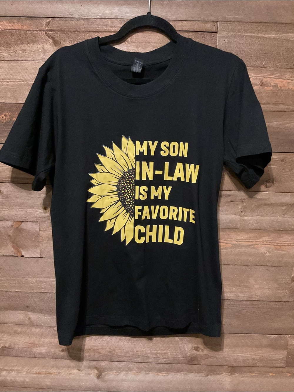 Women’s Black Short Sleeve T-Shirt My Son In Law Is My Favorite Size Small
